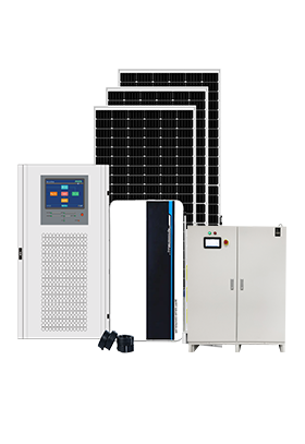 Sistem kuasa Solar 15-50kw off Grid dengan bateri litium voltan tinggi