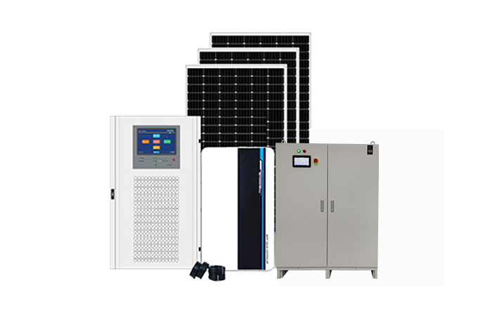 Sistem kuasa Solar 15-50kw off Grid dengan bateri litium voltan tinggi