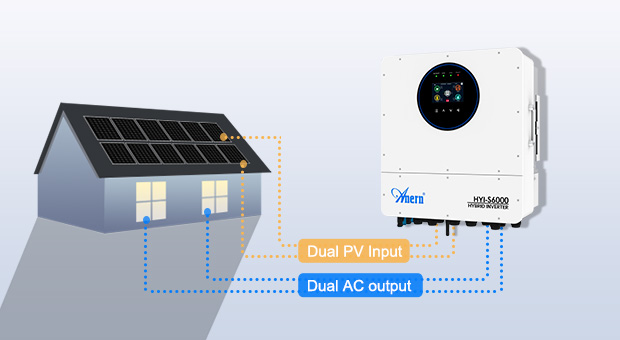 Kelebihan IP65 satu fasa hibrid Solar Inverter 6KW-12KW